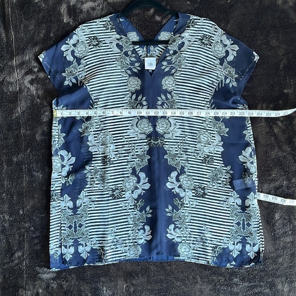 CAbi NWOT Women’s Size S Navy/Gray Sheer Tunic/Cover-up. - Picture 9 of 16